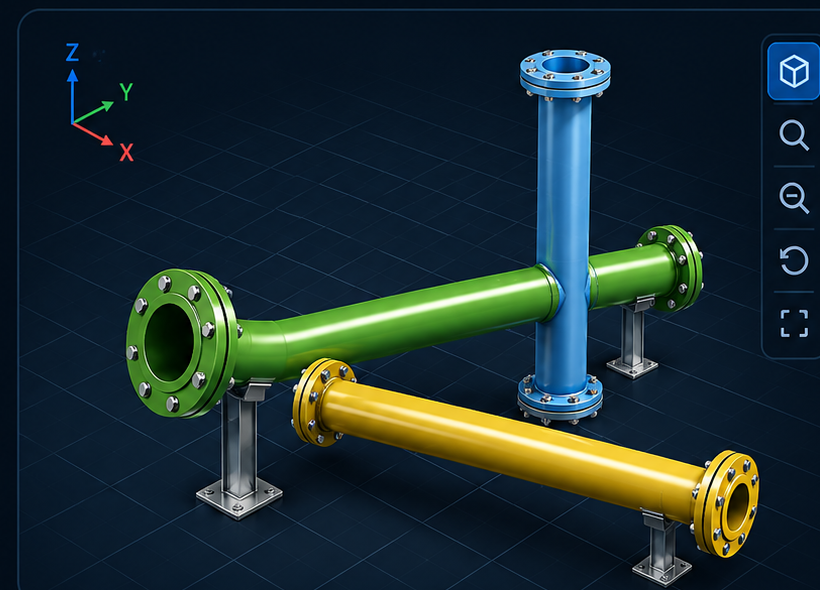 Drawing Hub 3D piping model preview